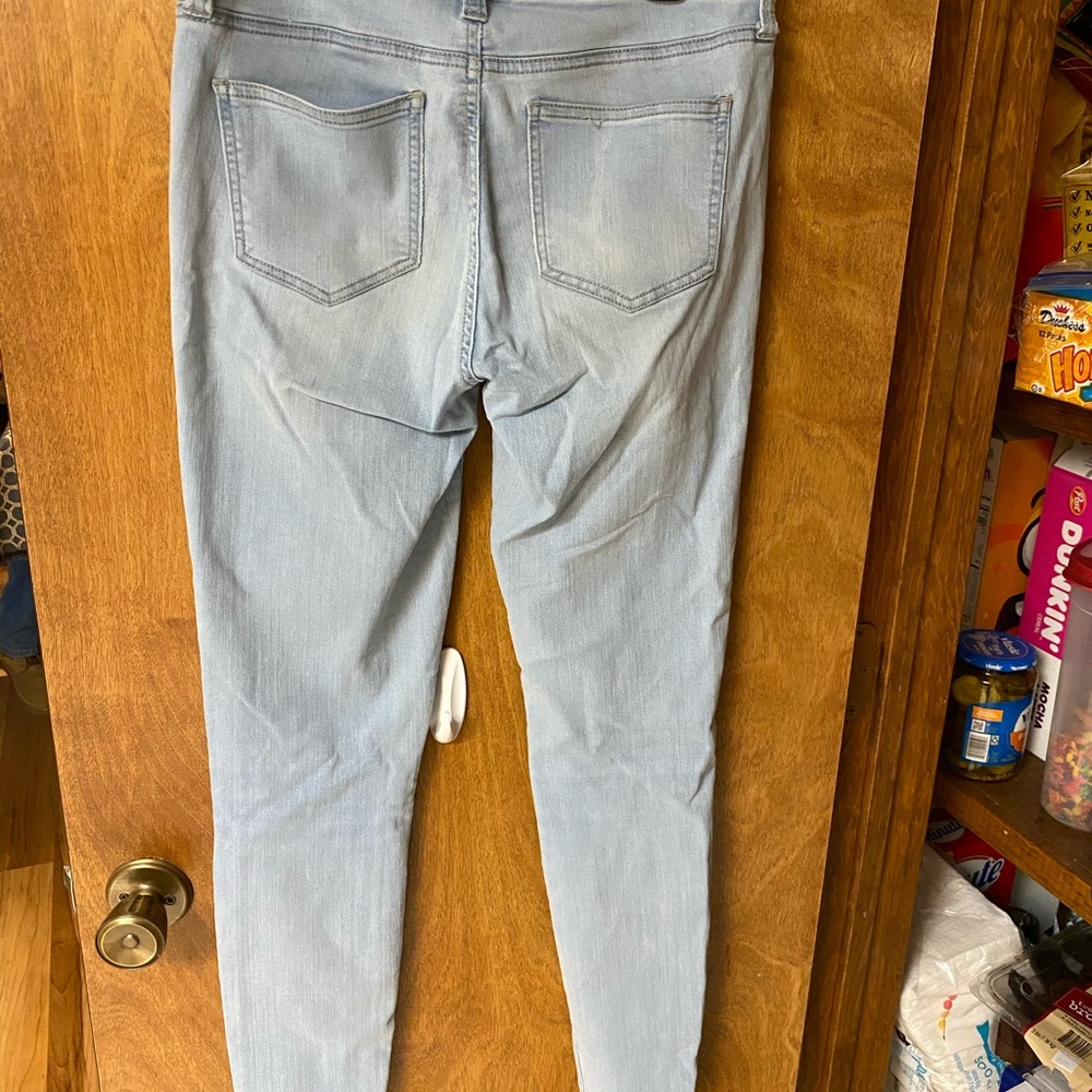 light blue stretchy jeans